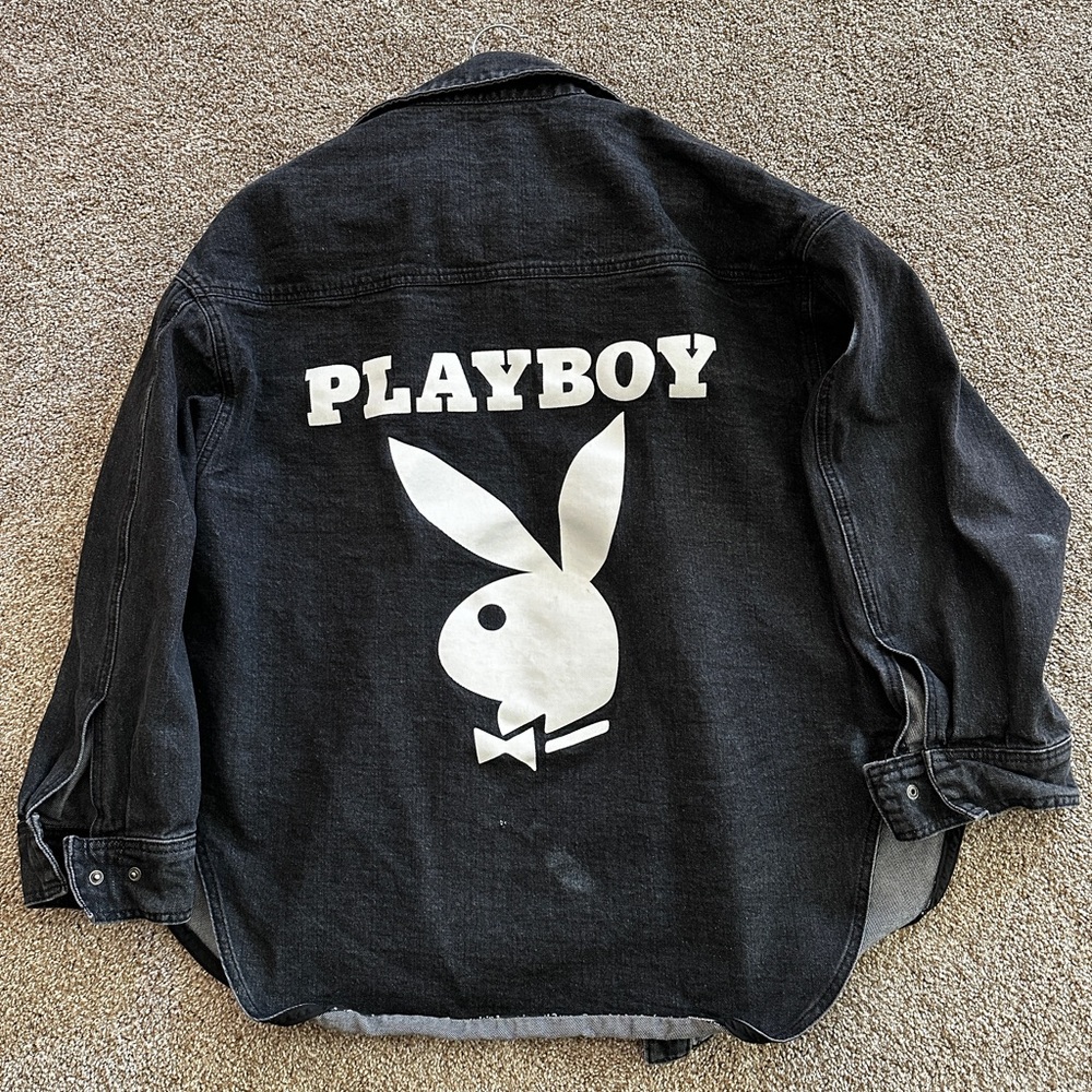 PLAYBOY Black Denim Jacket with White Logo